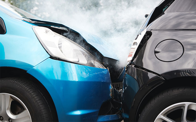 two cars involved in a collision